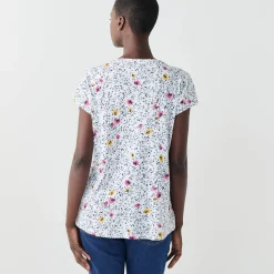 T-Shirt En Topje<Blancheporte T-shirt met Tunesische hals en korte mouwen, bedrukt wit