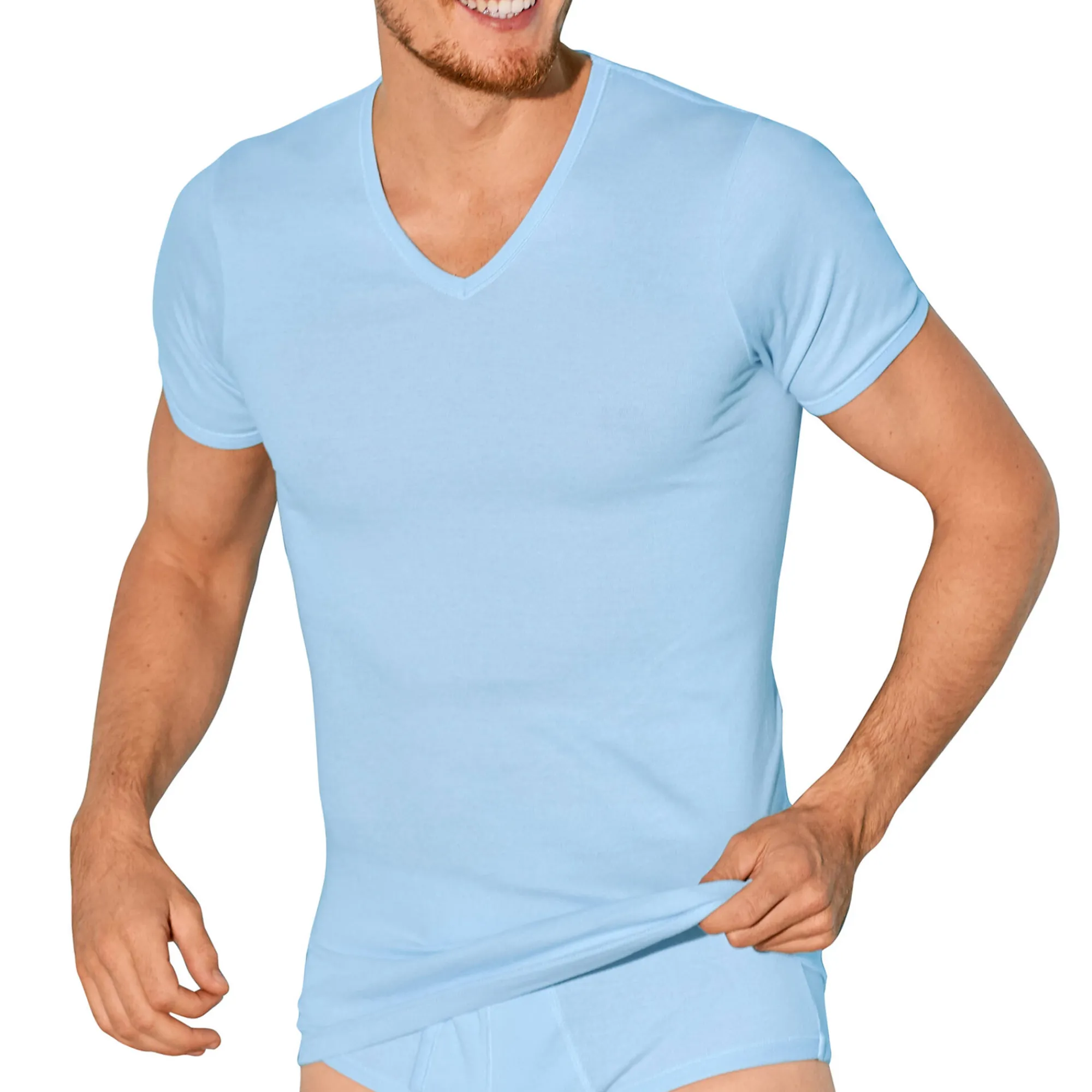 Ondergoed<Eminence T-shirt met V-hals - herenondergoed, set van 2 lichtblauw