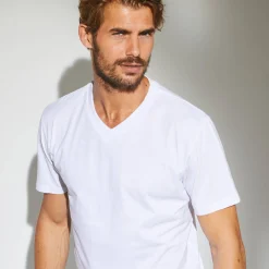 T-Shirt, Hemd En Polo<Blancheporte T-shirt met V-hals en korte mouwen - set van 3 wit