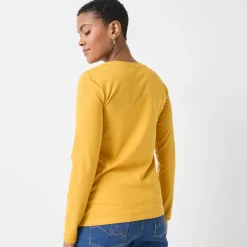 T-Shirt En Topje<Blancheporte T-shirt met V-hals en lange mouwen kerrie