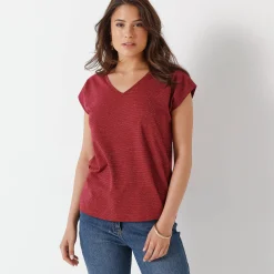 T-Shirt En Topje<Blancheporte T-shirt met V-hals, glanzend fantasietricot bordeaux