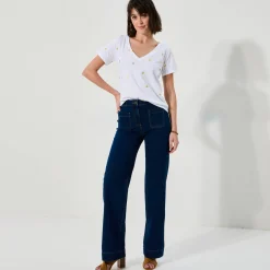 T-Shirt En Topje<Blancheporte T-shirt met V-hals, goudkleurige hartjesprint wit
