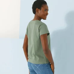 T-Shirt En Topje<Blancheporte T-shirt met V-hals in kant kaki