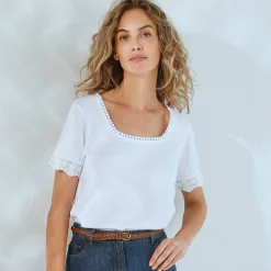 T-Shirt En Topje<Blancheporte T-shirt met vierkante hals wit