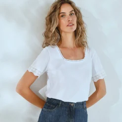 T-Shirt En Topje<Blancheporte T-shirt met vierkante hals wit