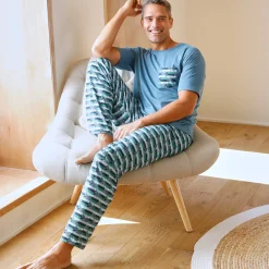Pyjama En Kamerjas<Blancheporte T-shirt pyjama manches courtes bleu blauw