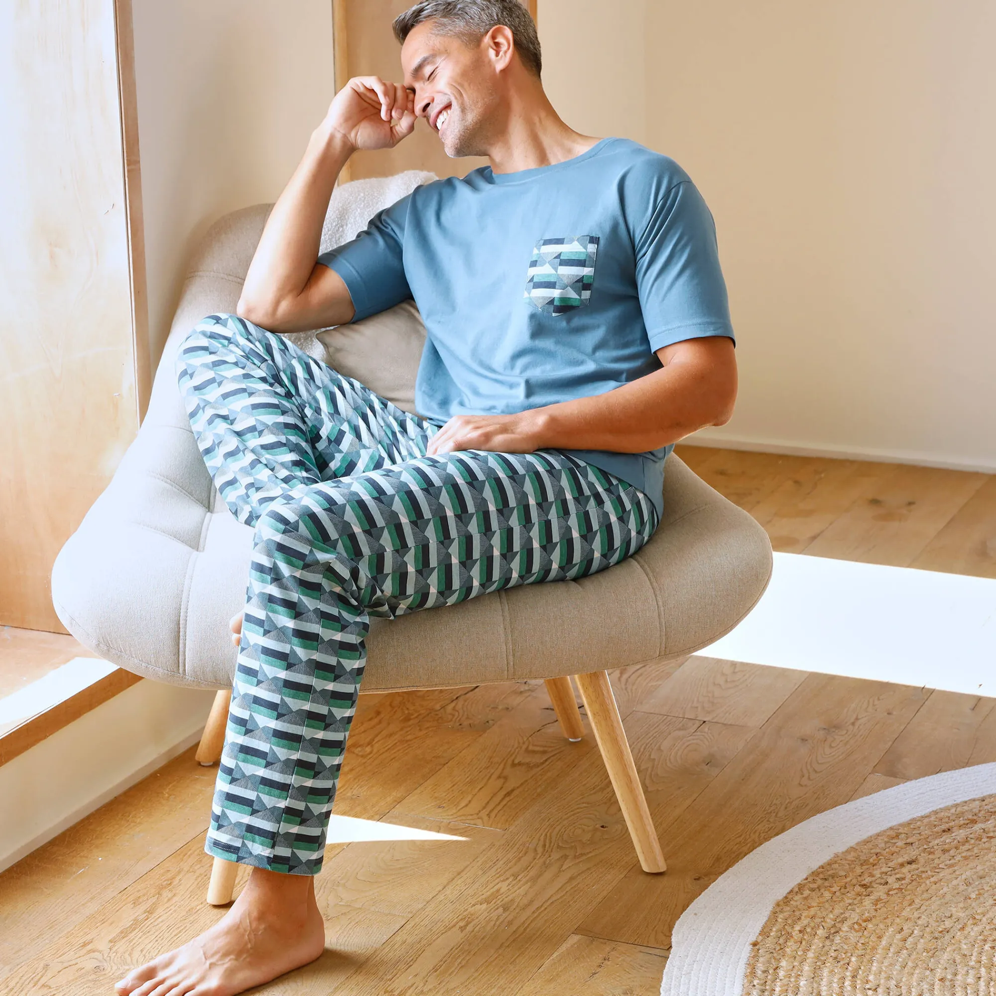 Pyjama En Kamerjas<Blancheporte T-shirt pyjama manches courtes bleu blauw