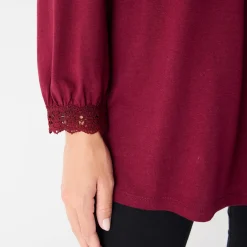 Feestoutfits Dames|T-Shirt En Topje<Blancheporte Tuniek met details in macramé bordeaux