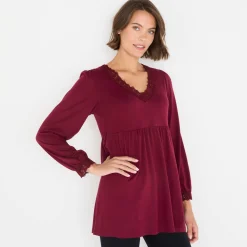 Feestoutfits Dames|T-Shirt En Topje<Blancheporte Tuniek met details in macramé bordeaux