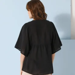Bloes En Tuniek<Blancheporte Tuniek met gevoerd fantasiefrontje, kimonomouwen zwart