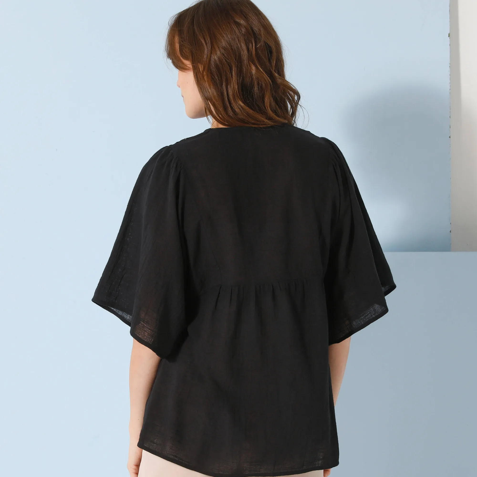 Bloes En Tuniek<Blancheporte Tuniek met gevoerd fantasiefrontje, kimonomouwen zwart