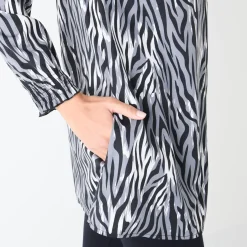 Bloes En Tuniek<Blancheporte Tuniek met kant en lange mouwen, zebraprint zwart / grijs