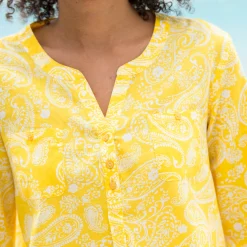 Bloes En Tuniek<Blancheporte Tuniek met kasjmierprint en oprolbare mouwen geel / wit