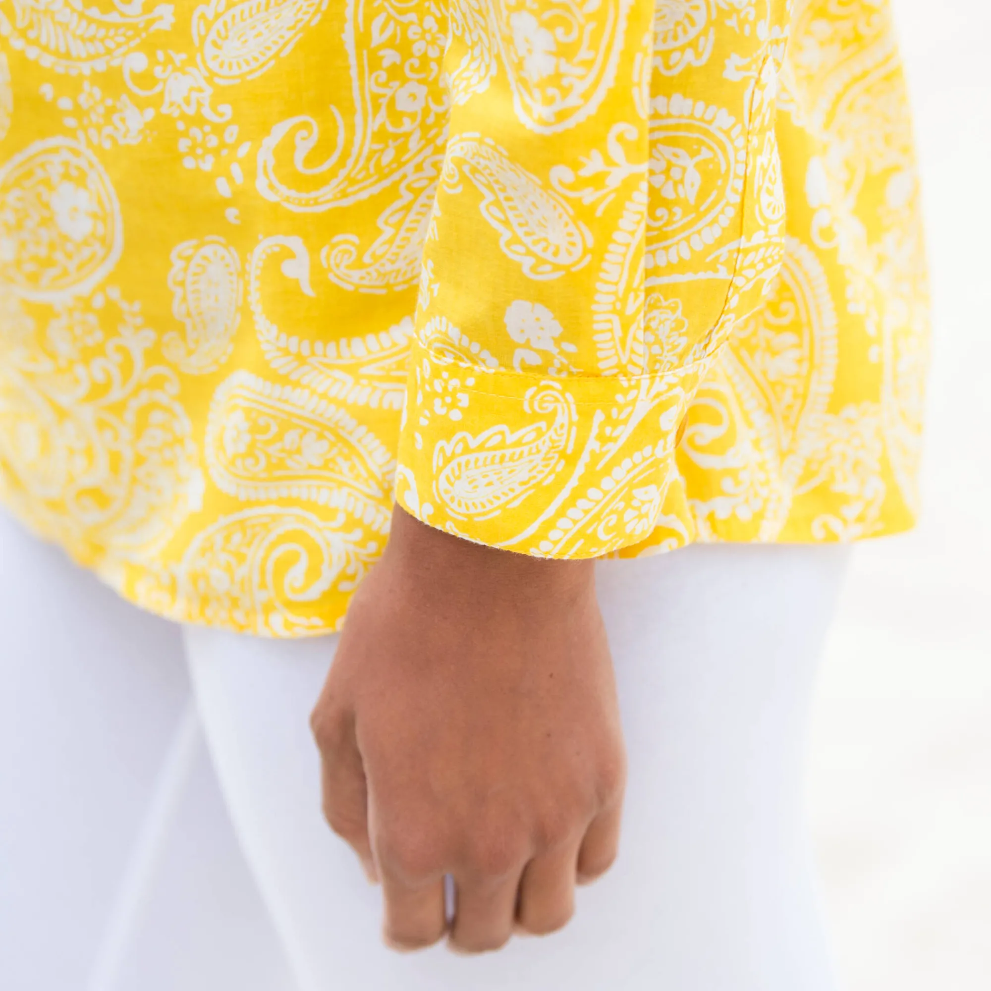 Bloes En Tuniek<Blancheporte Tuniek met kasjmierprint en oprolbare mouwen geel / wit