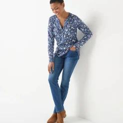 T-Shirt En Topje|Bloes En Tuniek<Blancheporte Tuniek met knoopkraag en dierenhuidprint marine / ecru