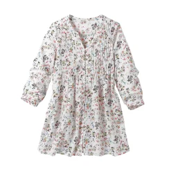 Bloes En Tuniek<Blancheporte Tuniek met knopen, plooitjes en bloemenprint wit