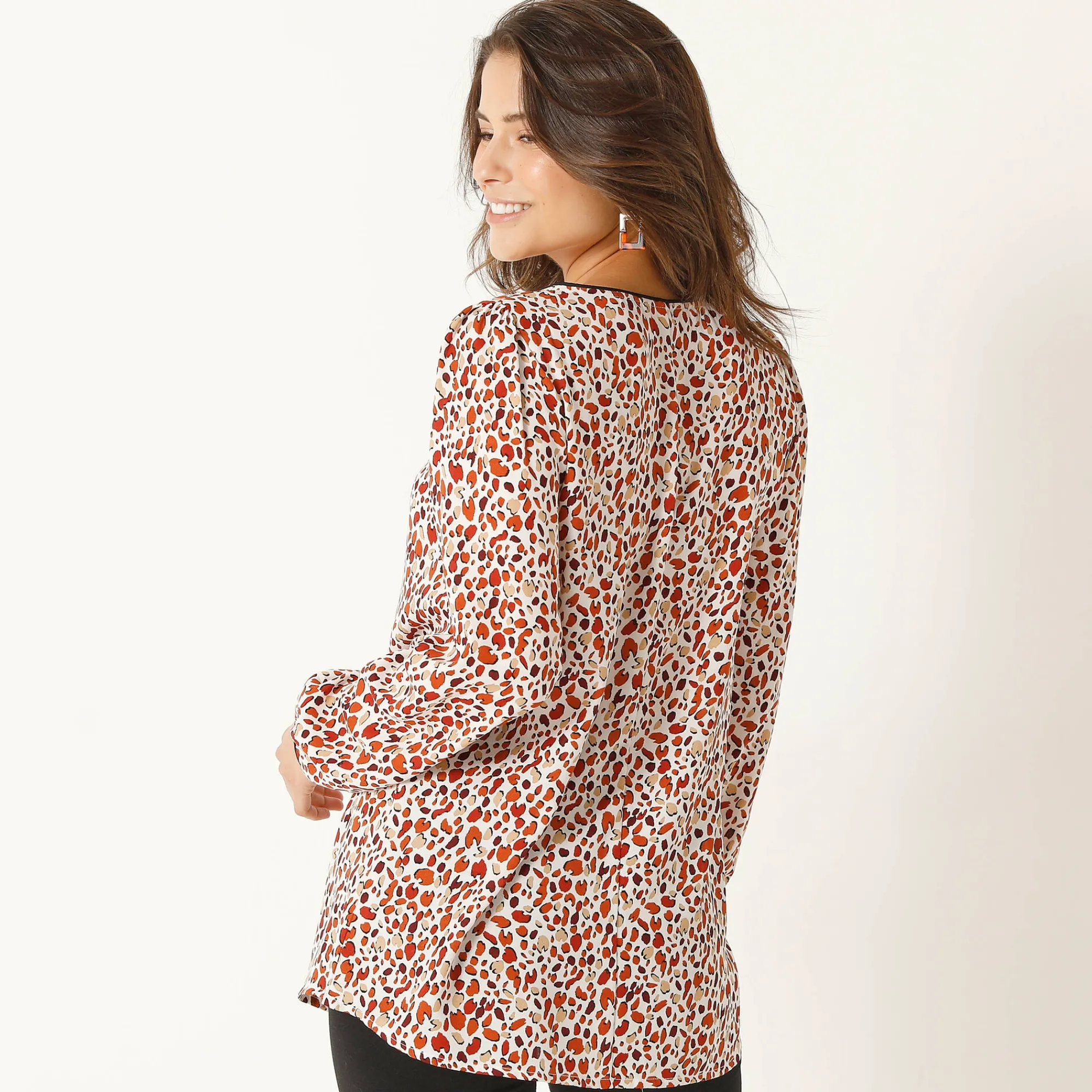 Bloes En Tuniek<Blancheporte Tuniek met minimalistische print, crêpe ecru / steenrood