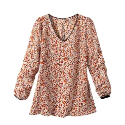 Bloes En Tuniek<Blancheporte Tuniek met minimalistische print, crêpe ecru / steenrood