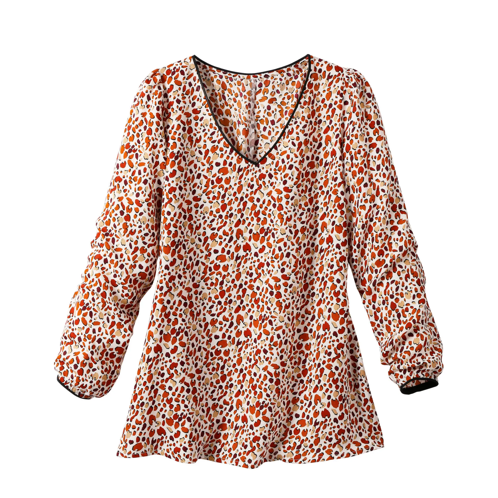 Bloes En Tuniek<Blancheporte Tuniek met minimalistische print, crêpe ecru / steenrood