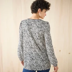 Bloes En Tuniek<Blancheporte Tuniek met minimalistische print, crêpe ecru / zwart