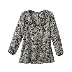 Bloes En Tuniek<Blancheporte Tuniek met minimalistische print, crêpe ecru / zwart