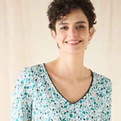 Bloes En Tuniek<Blancheporte Tuniek met minimalistische print, crêpe ecru / groen