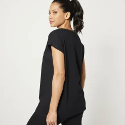 T-Shirt En Topje|Bloes En Tuniek<Blancheporte Tuniek met ronde hals en geplaatste print zwart