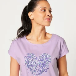 T-Shirt En Topje|Bloes En Tuniek<Blancheporte Tuniek met ronde hals en geplaatste print mauve