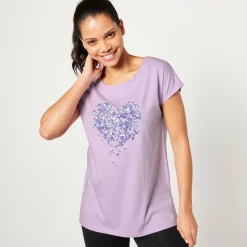 T-Shirt En Topje|Bloes En Tuniek<Blancheporte Tuniek met ronde hals en geplaatste print mauve