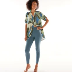 Bloes En Tuniek<Blancheporte Tuniek met Tunesische hals en knoopsluiting, grafische print bronskleur