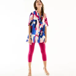 Bloes En Tuniek<Blancheporte Tuniek met Tunesische hals en knoopsluiting, grafische print violine / marine