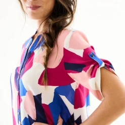Bloes En Tuniek<Blancheporte Tuniek met Tunesische hals en knoopsluiting, grafische print violine / marine