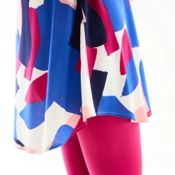 Bloes En Tuniek<Blancheporte Tuniek met Tunesische hals en knoopsluiting, grafische print violine / marine