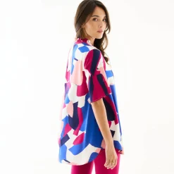 Bloes En Tuniek<Blancheporte Tuniek met Tunesische hals en knoopsluiting, grafische print violine / marine
