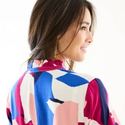 Bloes En Tuniek<Blancheporte Tuniek met Tunesische hals en knoopsluiting, grafische print violine / marine