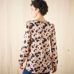 Bloes En Tuniek<Blancheporte Tuniek met tweekleurige print, crêpe roze / zwart