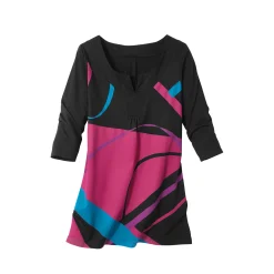 T-Shirt En Topje|Bloes En Tuniek<Blancheporte Tuniek met V-hals en grafische print marine / violine