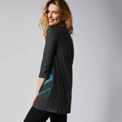 T-Shirt En Topje|Bloes En Tuniek<Blancheporte Tuniek met V-hals en grafische print zwart / blauw