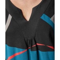 T-Shirt En Topje|Bloes En Tuniek<Blancheporte Tuniek met V-hals en grafische print zwart / blauw