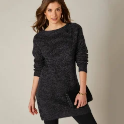 Trui En Vest<Blancheporte Tuniektrui met knoopsluiting en mohairtouch zwart