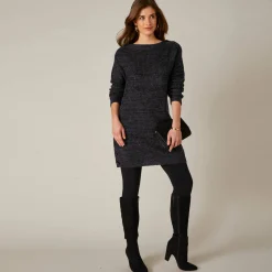 Trui En Vest<Blancheporte Tuniektrui met knoopsluiting en mohairtouch zwart