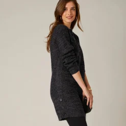 Trui En Vest<Blancheporte Tuniektrui met knoopsluiting en mohairtouch zwart