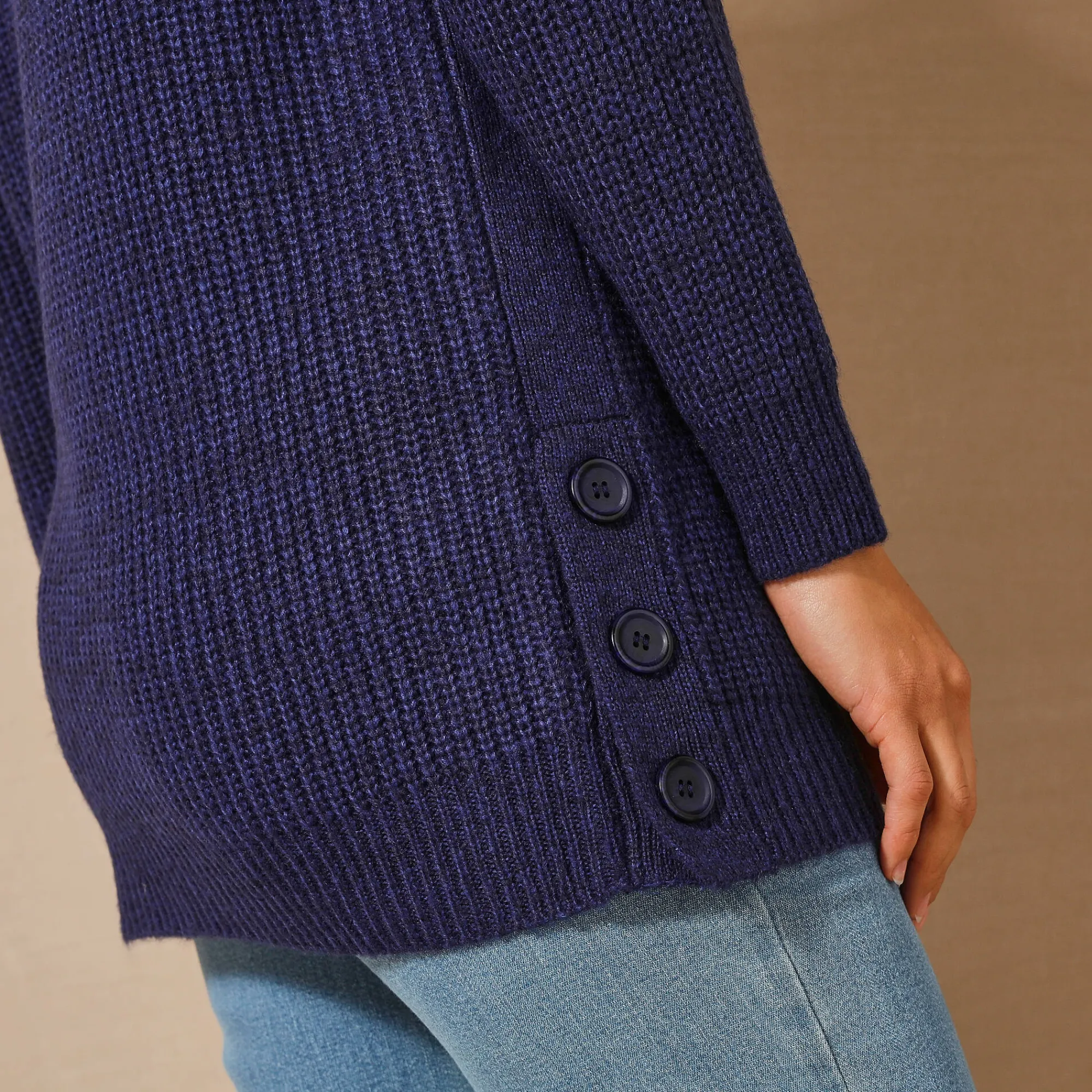 Trui En Vest<Blancheporte Tuniektrui met knoopsluiting en mohairtouch inktblauw