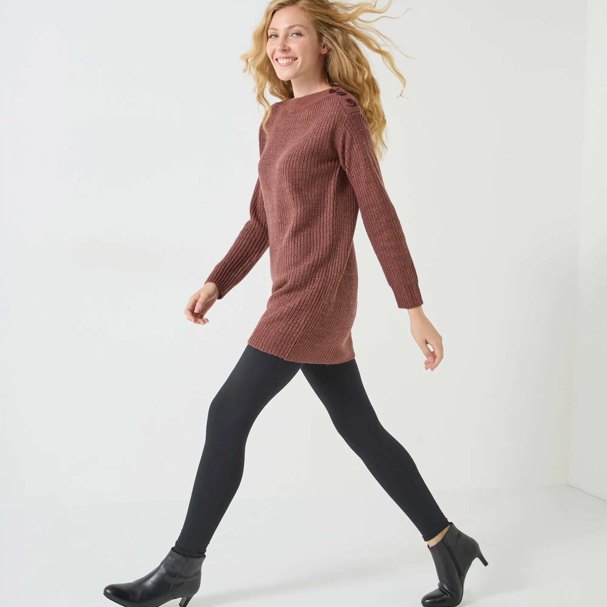 Trui En Vest<Blancheporte Tuniektrui met knoopsluiting en mohairtouch chocolade