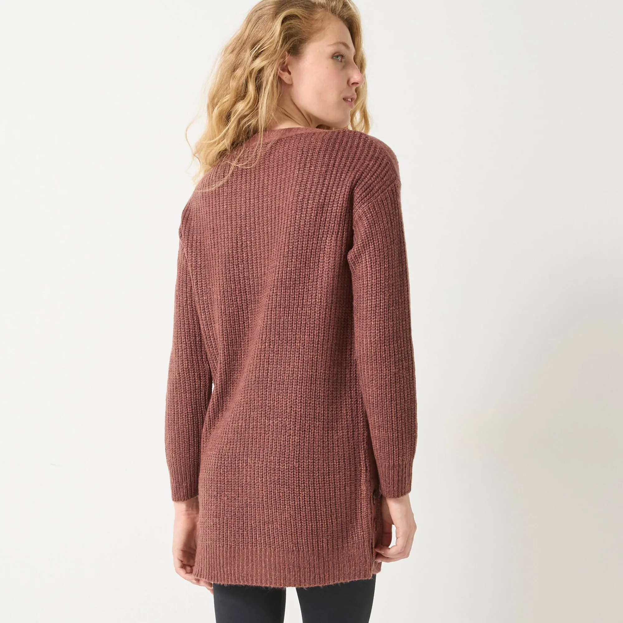 Trui En Vest<Blancheporte Tuniektrui met knoopsluiting en mohairtouch chocolade