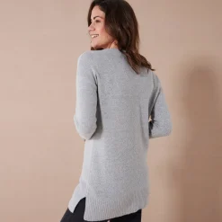 Trui En Vest<Blancheporte Tuniektrui met V-hals chiné grijs