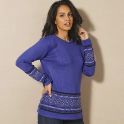 Trui En Vest<Blancheporte Tuniektrui, onderkant en polsen in jacquard korenbloem