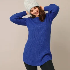 Trui En Vest<Blancheporte Tunietrui in fantasietricot blauw