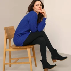 Trui En Vest<Blancheporte Tunietrui in fantasietricot blauw