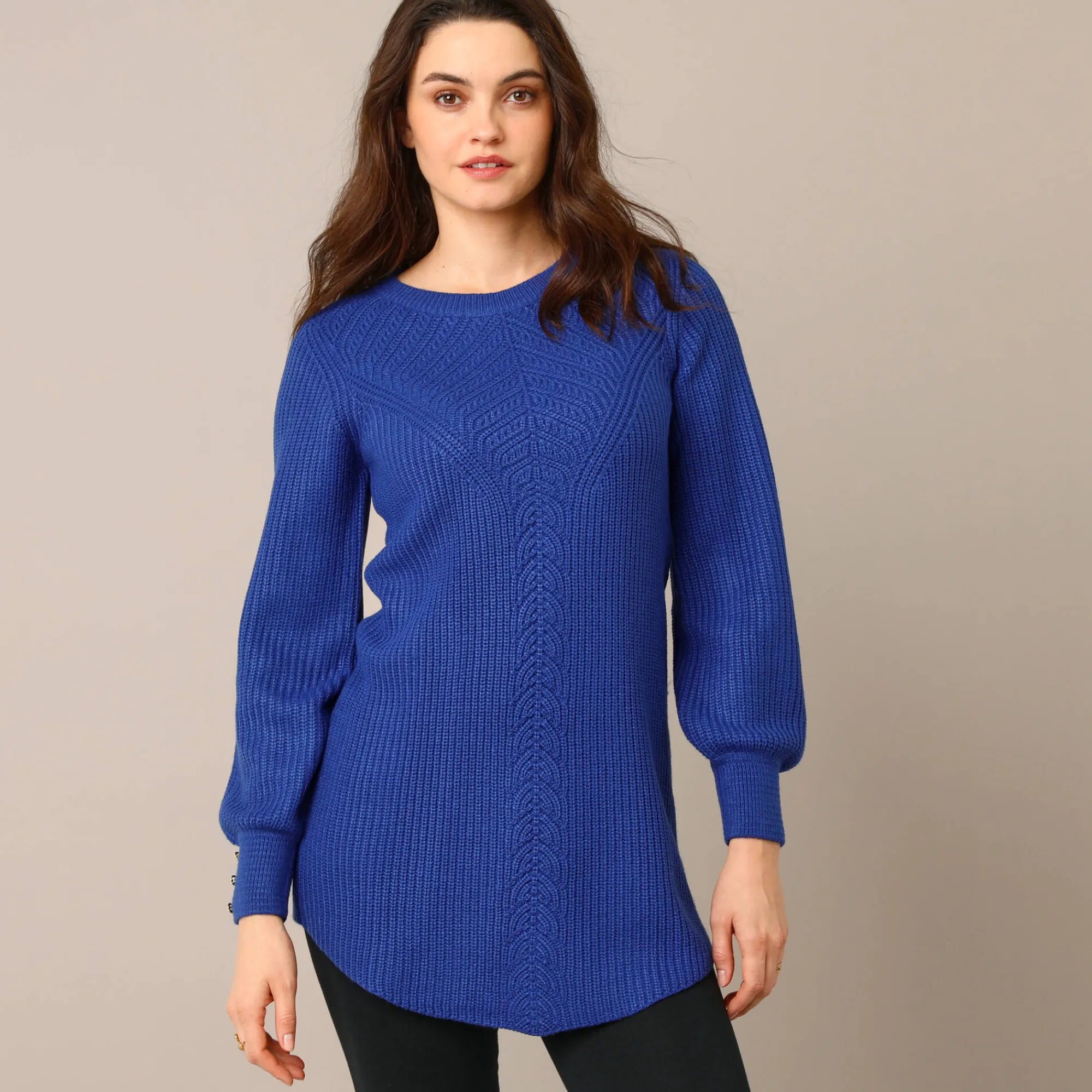 Trui En Vest<Blancheporte Tunietrui in fantasietricot blauw